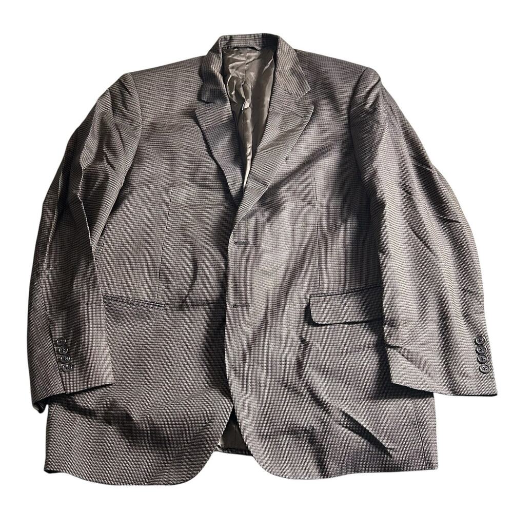 JACK VICTOR mens gray SILK + WOOL‎ patterned sport coat suit jacket blazer 44 L